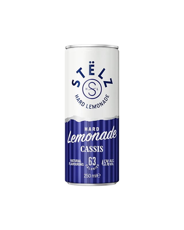 Stëlz Hard Lemonade Cassis 12x25cl blik – Verfrissende drank met 4,5% alcohol